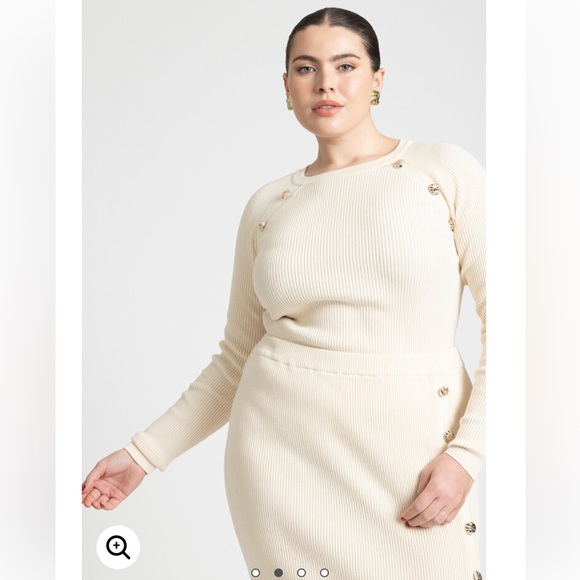 Eloquii Button Detail Ribbed Sweater - Picture 4 of 9